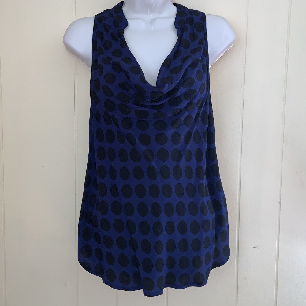 ELLA MOSS Dot Design USA Made Blue Blouse Tank Top XS